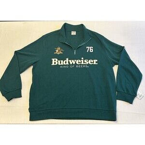 Budweiser King of Beers Men's XXL  Green Pullover Zipper Sweater Clydesdale